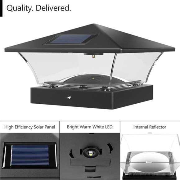 Lighting Classic Solar Outdoor Post Cap Lights - 4x4 5x5 6x6 - Bright LED Light - Picture 2 of 7